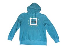 The North Face Hoodie Mens Large Blue Teal Outdoor Hiking Never Stop Exploring