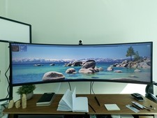 Samsung Odyssey 49  Widescreen QLED Monitor LC49RG90SSNXZA w/ Monitor Arm