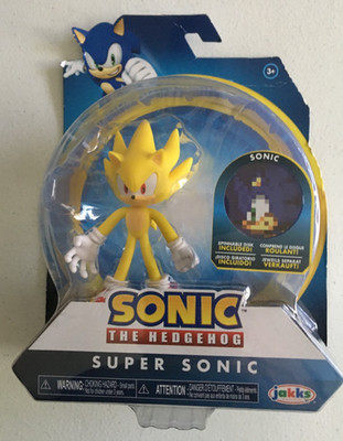 2019 Jakks Pacific 4'' Sonic The Hedgehog Super Sonic w/ Spinnable Disc NEW
