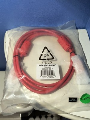 6FT HDMI Cable High Speed 4K RED 18Gbps PID4024