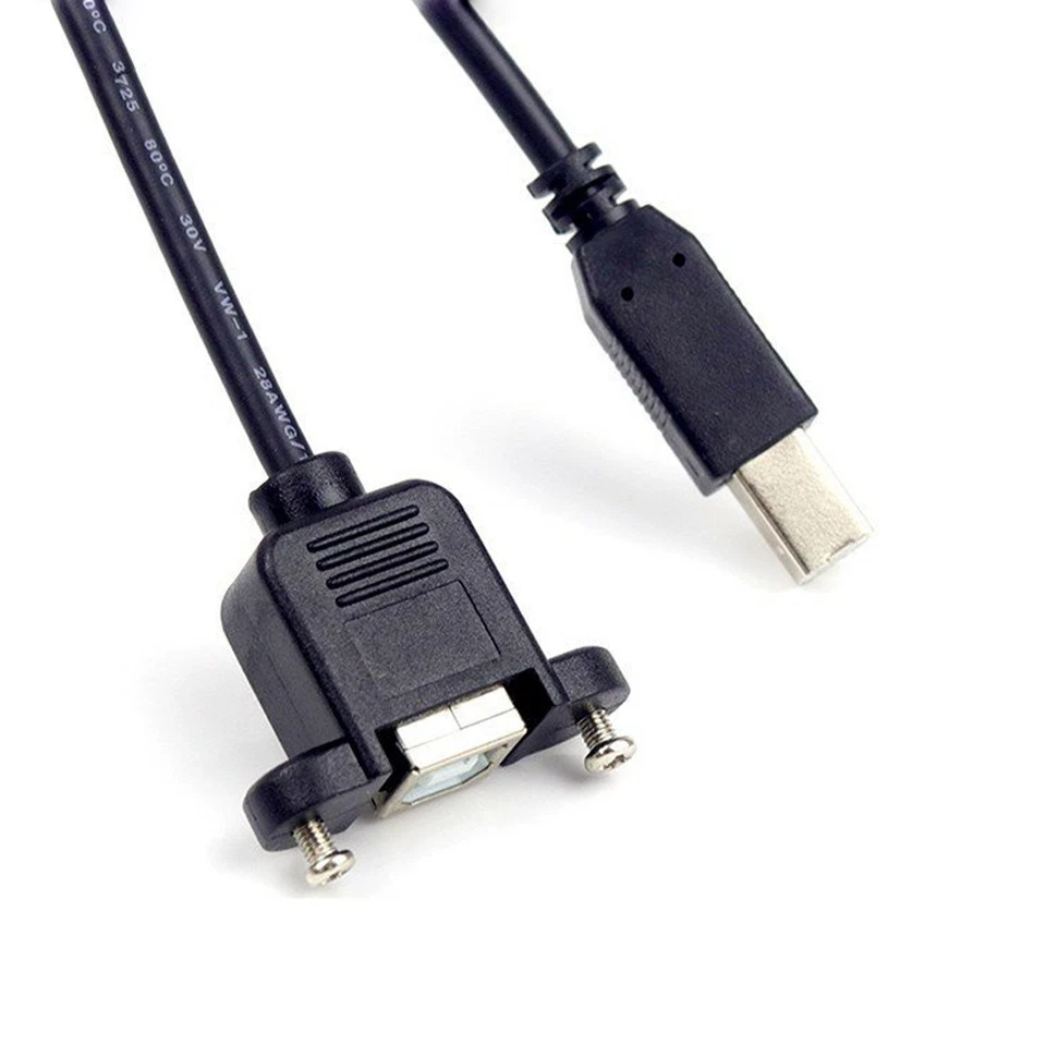 USB-B 2.0 Male to Female Printer Extension Cable With Panel Mount 0.3m0.5m1m1.5m - Image 2 of 4