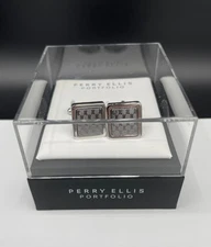 Perry Ellis Portfolio Men's Crosshatch Cufflinks ~ NEW MSRP: $40.00