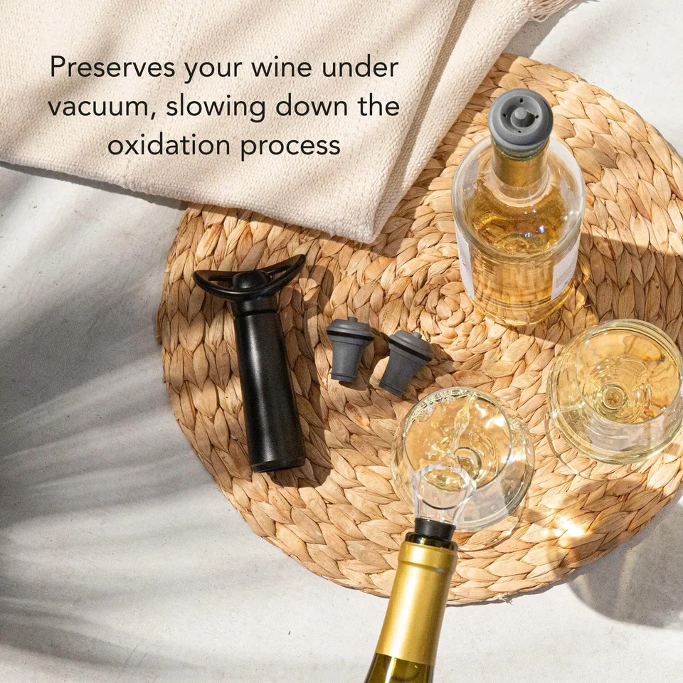 Wine Saver Concerto - Preto - 1 bomba 2 rolhas - Rolhas de vinho para garrafas com... - Imagem 4 de 4