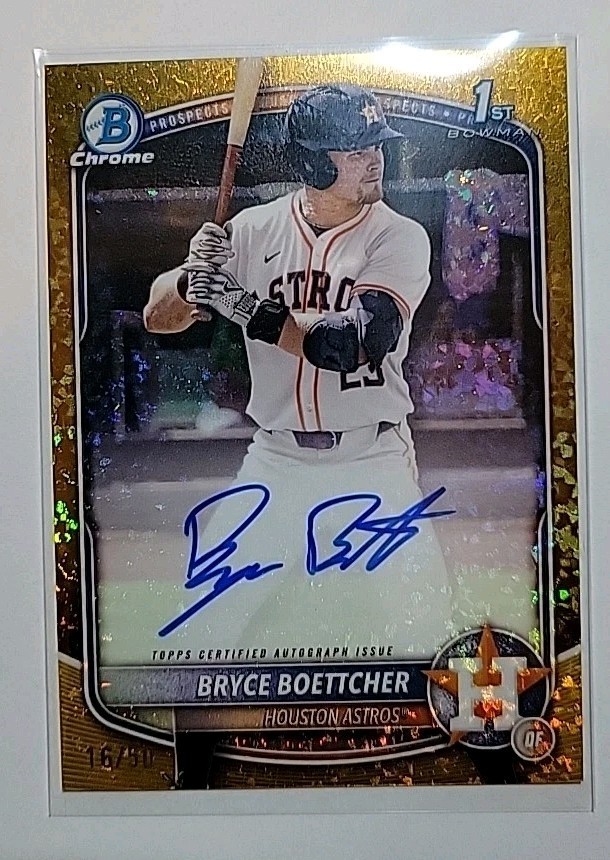 Bryce Boettcher 2025 Bowman Chrome 1ST GOLD MINI DIAMOND Auto 16/50 Free Ship!