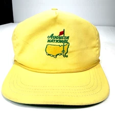 VTG Augusta National Hat Duckster USA Yellow Leather Strapback Cap Rope Masters