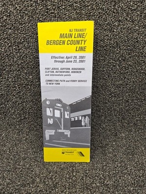 2001 NJ TRANSIT Time Table Schedule - Main Line/Bergen County- NJ RAILROAD / NJT