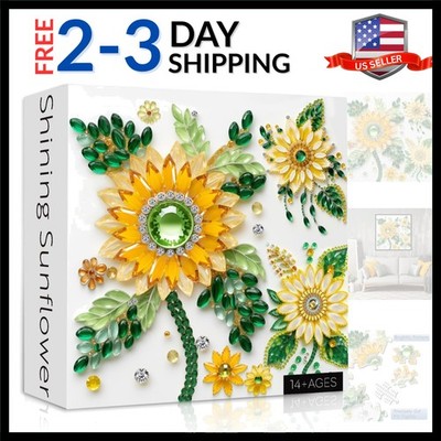Crystal Sunflowers Puzzle 1000 Pieces for Adults, Diamond Jewel Flowers Art J...