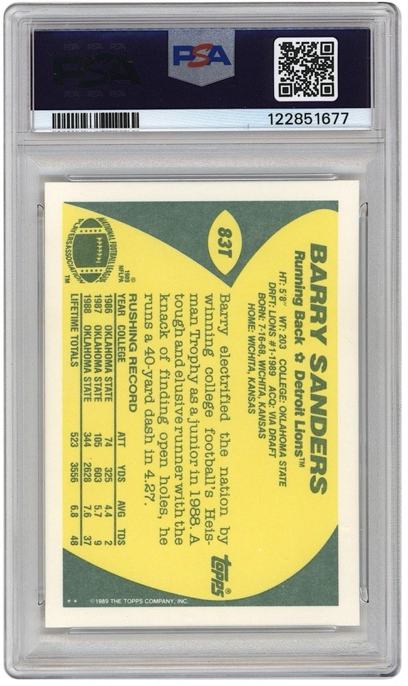 Topps Traded 1989 - Barry Sanders #83T (RC) Detroit Lions gema de la corte como nuevo 10 Foto 2 de 2