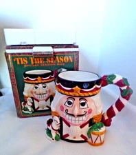 Nutcracker "Tis The Season" Mug Candy Cane Handle 18 Oz 3D CIC Never Used