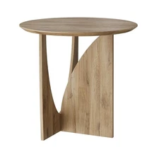 Round Side Table,Modern Aesthetic End Table with Oak Veneer,Wood Accent Table...