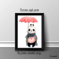 PANDA FUN A4 PRINT PICTURE POSTER WALL ART HOME DECOR UNFRAMED NEW GIFT DRESSED