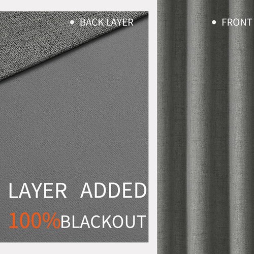 2X 100% Blackout Curtains Linen Textured Curtain Window Curtain Draperies Eyelet - Picture 5 of 12