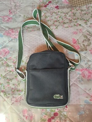 Vintage Sacoche Zip Zippée Lacoste Noire Verte Vêtements Luxe Bagagerie Ancienne - Photo 1/4