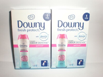 (2) DOWNY FRESH PROTECT APRIL FRESH In Wash Odor Defense Booster Beads 1.37 Oz 