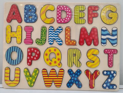Holzpuzzle Kinder, Kleinkind Puzzle Alphabet Buchstaben Lernplatte Spielzeug