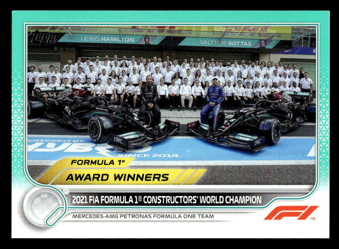 2022 Topps Formula 1 #197 2021 Constructors' World Champion Aqua #/199