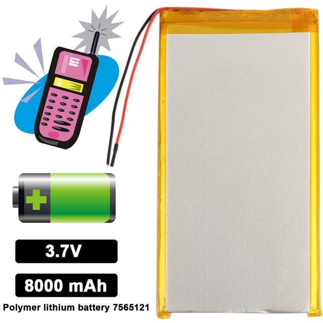 3.7V 8000 mAh Polymer Li Battery Lipo For GPS iPod iPAQ PDA Tablet PC 7565121