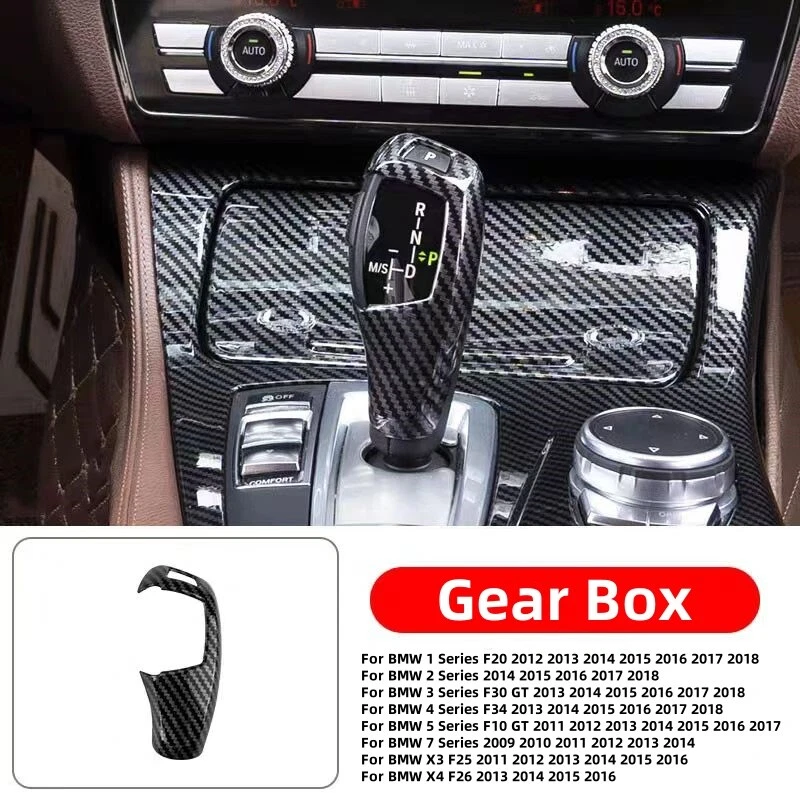 LHD Carbon Fiber Gear Shift Cover For BMW X3 X4 X5 X6 328i 320i xDrive35i 535i Foto 2 de 4