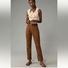 Anthropologie Pilcro The High Tide Slim Cuffed Pants in Brown Size 32 NWT