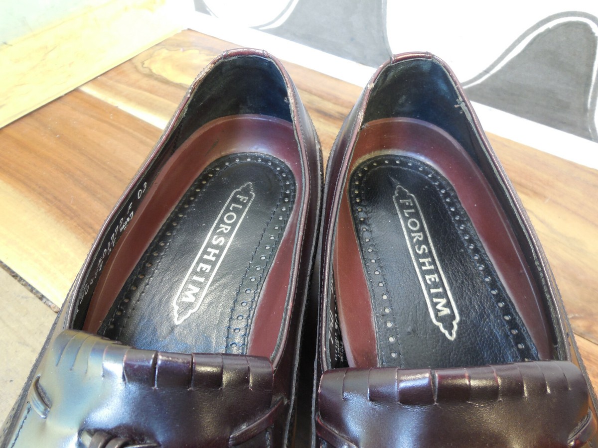 Florsheim Lexington Kiltie Men\'s Burgundy Tassel Loafers Size 11 1/2 E Florsheim Burgundy Leather Wingtip Kiltie Tassel Loafers  main image 4