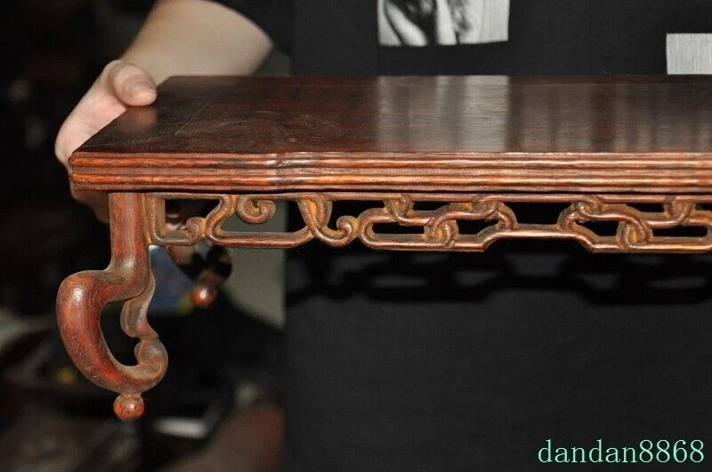 16" Antigua China Huanghuali Madera Tallada a Mano Mesa de Centro Escritorio Mesa de Madera Foto 3 de 4