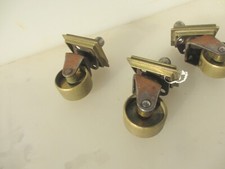 Large Victorian Brass Furniture Castors Wheels Antique Vintage Old x3