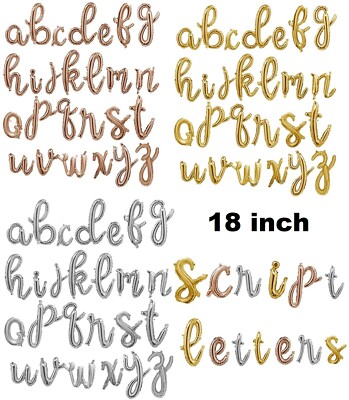 18'' Cursive Script Foil Letter Balloons Number Balloon Birthday Bride Wedding US