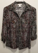 Rebecca Malone Petite Small Sparkly Buttoned Pullover Stage Clothes Free Ship!