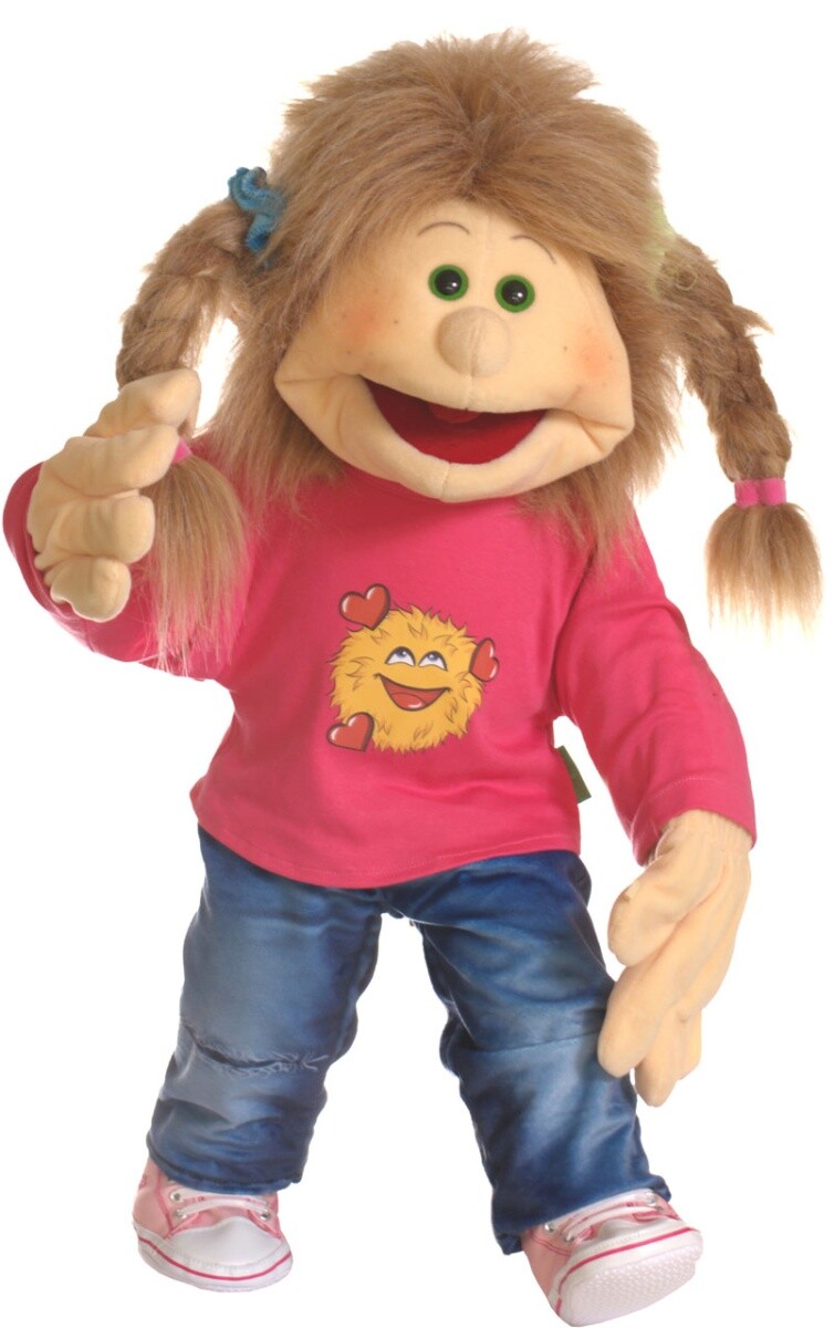 Living Puppets® - Caro - Mädchen mit Jeans + Pulli - Handpuppe 65 cm - Neu - Image 2