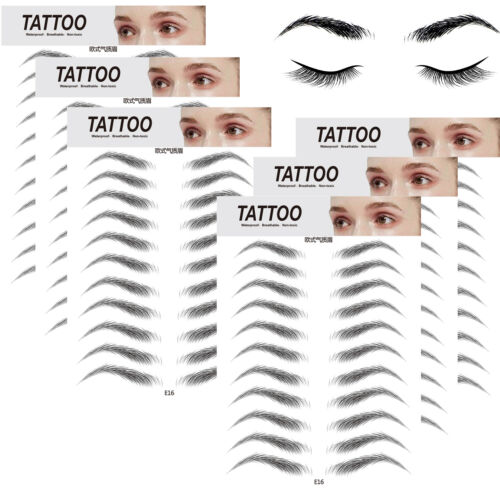   4 D Augenbrauen  haarähnliche Tattoo Aufkleber - 2 Blätter  = 22 Paar -8 Typen - Afbeelding 1 van 19
