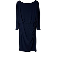 Lauren by Ralph Lauren Jersey Cold-Shoulder Sheath Dress Womens 6 Navy Blue