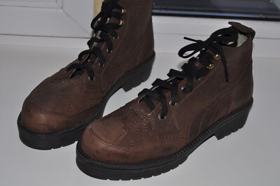 VINTAGE PUMA RUDOLF DASSLER Brown Leather BOOTS MEN'S SIZE EU46