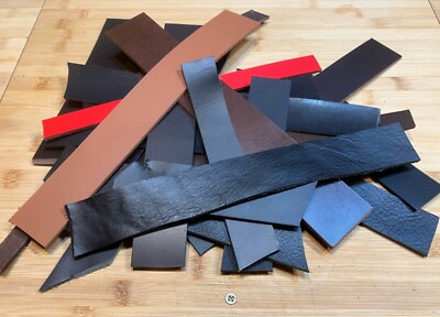 500 Grams VEG Tanned Tooling Leather Offcuts Remnants Assorted Pieces Pyrography - Foto 12