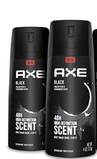 Axe Spray Black Men Deodorant Body Protection Frozen Pear 4oz  2pk
