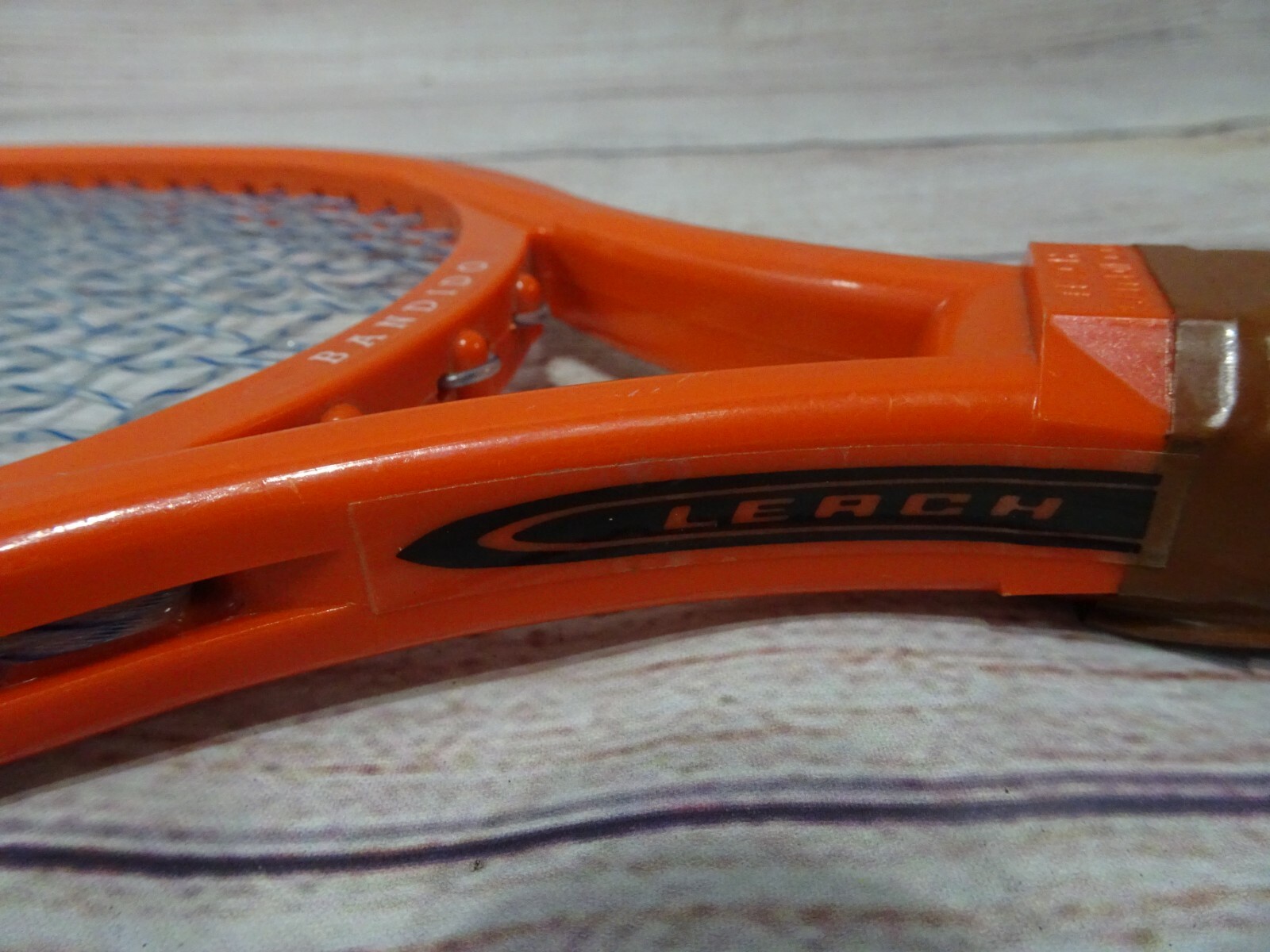 Vintage 1970's Orange Bandido Leach Racquetball Racket Leather Grip EUC