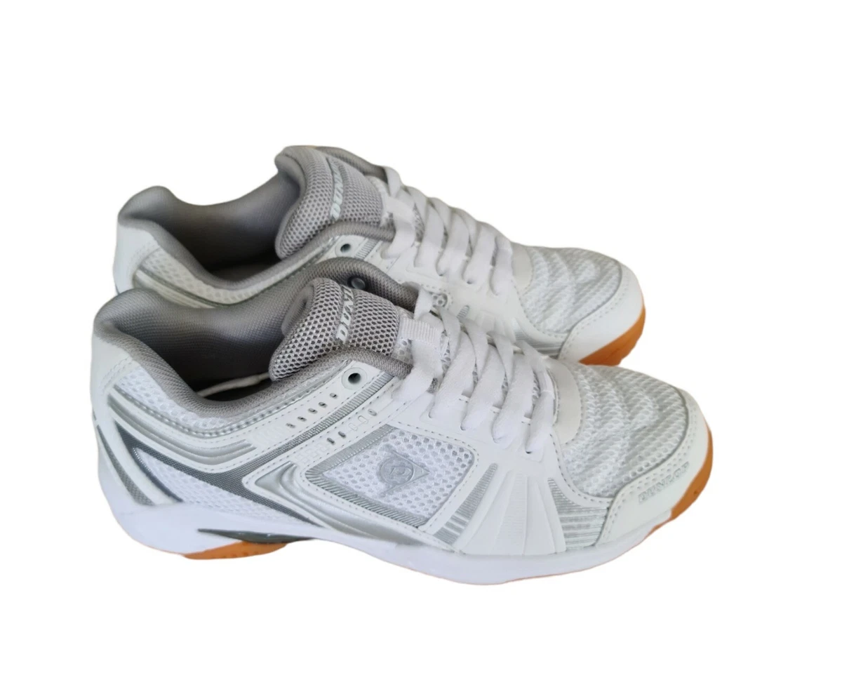 Dunlop Indoor Ladies White Silver Squash Court Shoes Size UK 4.5 EUR 37.5 23cm
