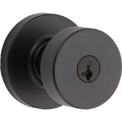 (2)-Kwikset Pismo Contemporary Matte Black Entry Knob W/Smart Key 740PSK 514 SMY