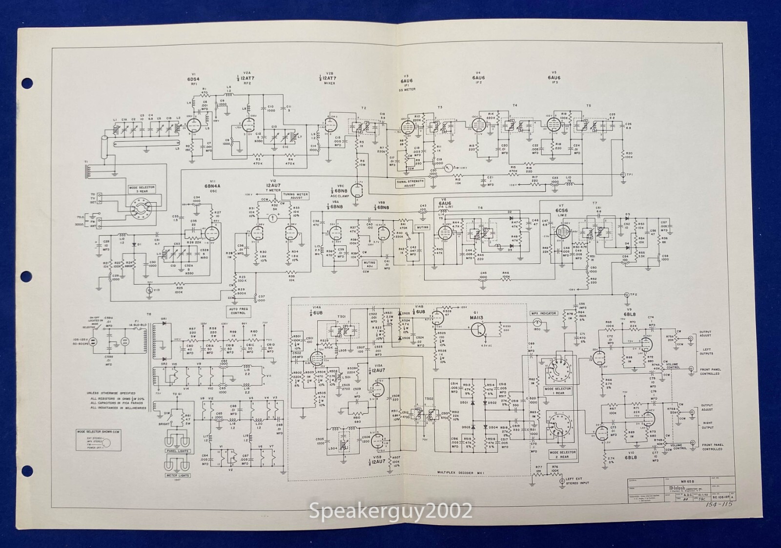 McIntosh MR65B vintage audio equipment - eBay listing photo 1