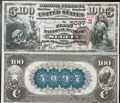 Bank Note Copy Reproduction $100 National Bank Note 1882 1st Nat’l Bank Seguin TX Copy ...