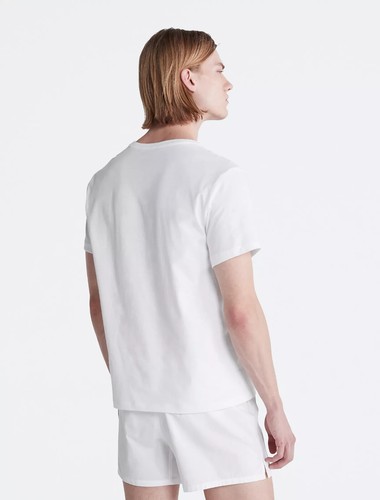 $$$Paquete de 3 camisetas clásicas de algodón para hombre (pequeñas) Calvin Klein NB4012-100 - Imagen 4 de 5
