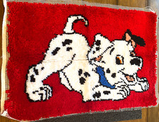 COMPLETED Hook Latch Rug Dalmation Horizontal Wall Hanging 30" x 20"