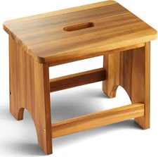 Wooden Step Stool, 13'' Heavy Duty Stepping Stool for Adults with Handle,Nonslip