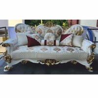 Casa Padrino Luxus Barock Wohnzimmer Sofa Creme / Gold 220 Cm - Barock MöBel