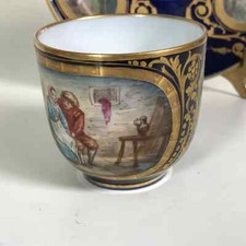 19th C. Sevres Porcelain Demitasse Cup and Saucer