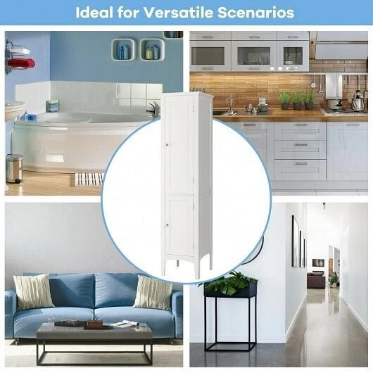 Mueble de almacenamiento de baño independiente para cocina y salón - Blanco - Color: Foto 3 de 4