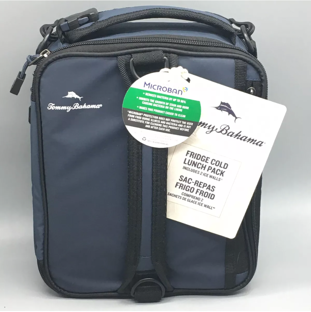 Tommy Bahama Expandable BLUE Lunch Bag Cooler Ice Packs School Work NEW