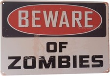 Warning Beware of Zombies 20cm 30cm 7.87 X 11.8 inch , Red, White,  Black
