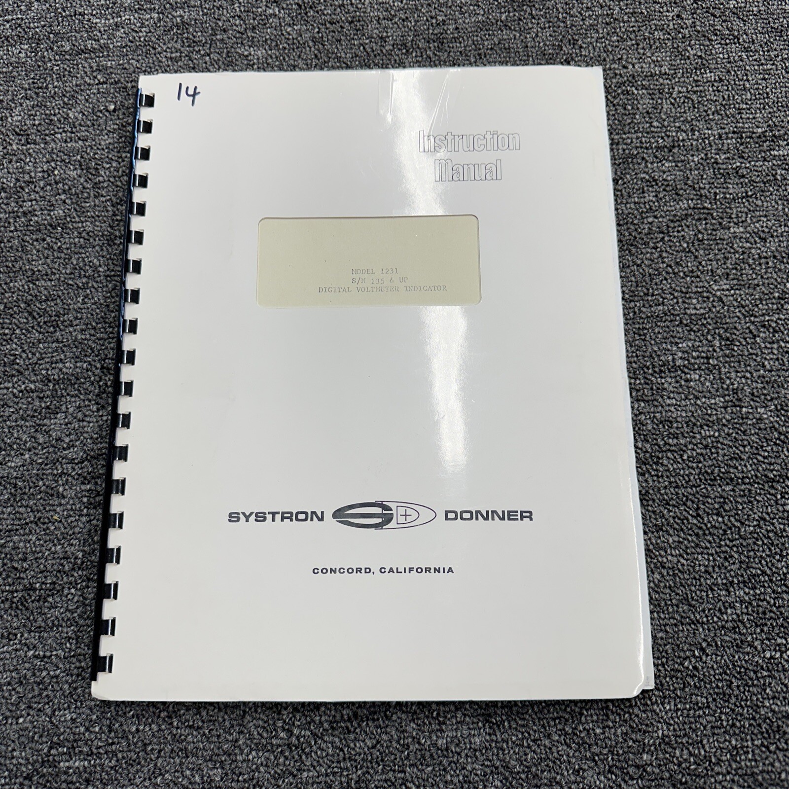 Systron Donner Model 1231 Digital Voltmeter Indicator Instruction Manual 1960