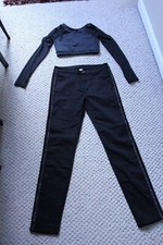 2 Piece Dance Costume Balera Black Top  Pants Small Adult Medium NEW