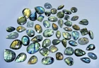 1Kg. NATURAL LABRADORITE CHECKER CUT MIX CABOCHON LOOSE GEMSTONE 120Pcs LOT